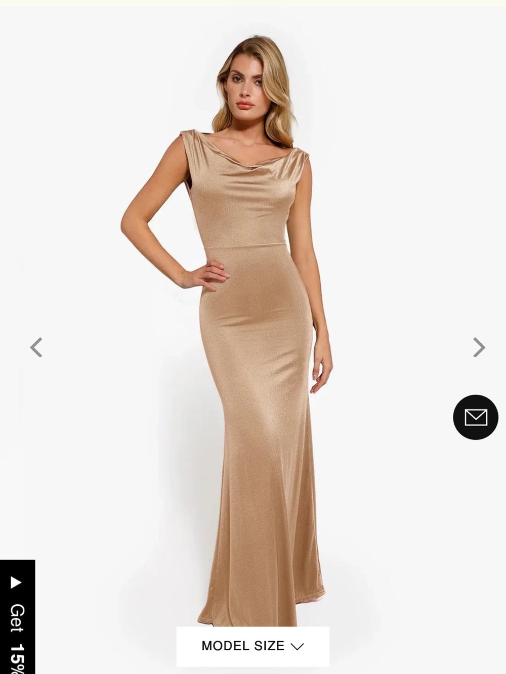 Shapewear Satin Cowl-Neck Maxi Dress in Gold
